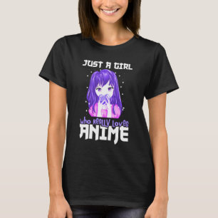 T-shirt Juste une fille qui aime vraiment l'Anime en viole