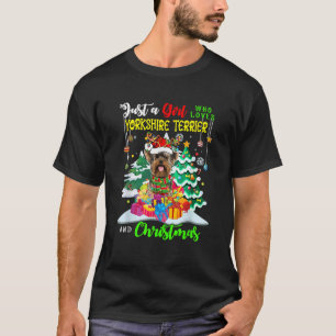 T-shirt Juste une fille qui aime Yorkshire Terrier et le C