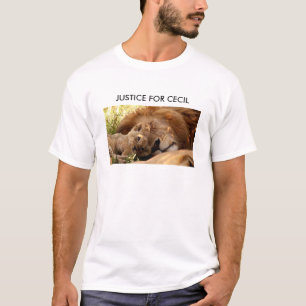 T-shirt Justice pour Cecil le lion avec son CUB