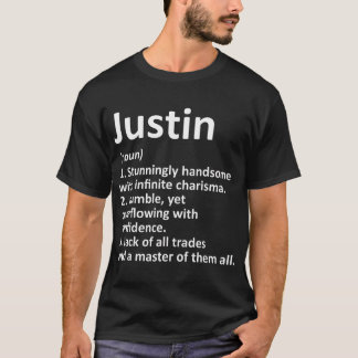 T-shirt JUSTIN Définition Nom personnalisé Amusant Anniver