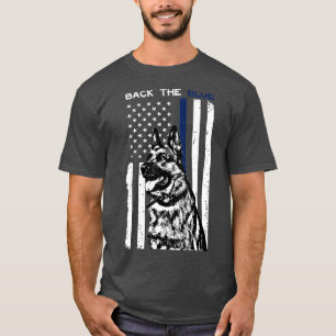 T-shirt K9 Police berger allemande Retour Bleu mince Bleu