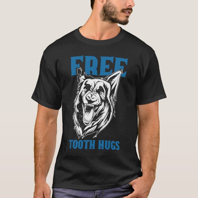 T-shirt K9 Police Chien Free Tooth Hugs K9 Police Officier (Devant)
