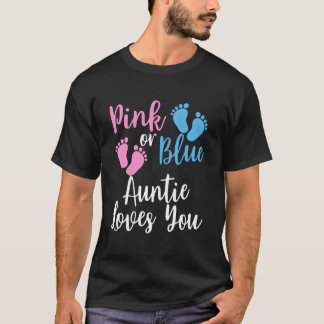 T-shirt K Or Blue Auntie Loves You Gender Reveal