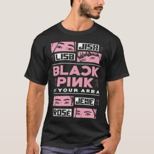 T-shirt K pop coréen mode pop noir rose Corée K pop
