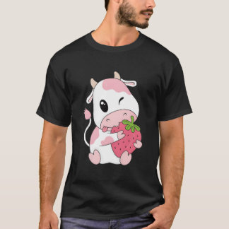 T-shirt K Strawberry Cow Print Kawaii Animal