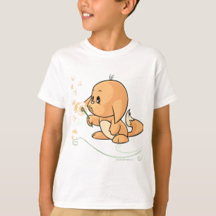 T-shirt Kacheek orange souhaitant sur un pissenlit