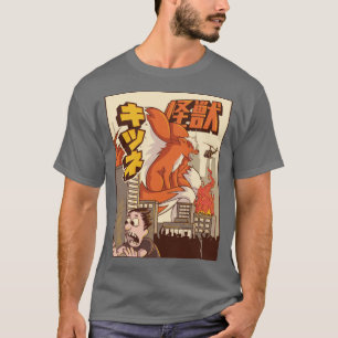 T-shirt Kaiju Kitsune Nine Tail Fox Japonais Monster Gif