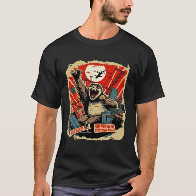 T-shirt Kaiju Sloth Monster Creature Attack Japan City (Devant)