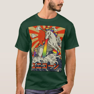 T-shirt Kaiju Unicorn Grande vague au large de Kanagawa Ja