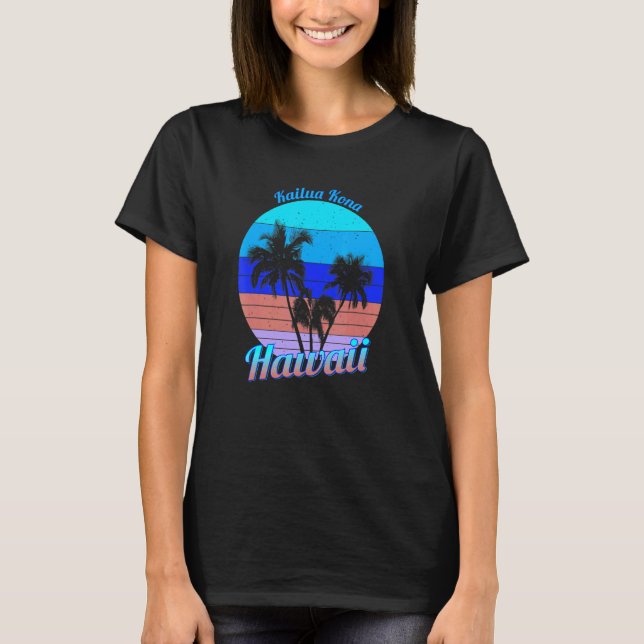 T-shirt Kailua Kona Hawaii Palmiers tropicaux rétro Vacat (Devant)
