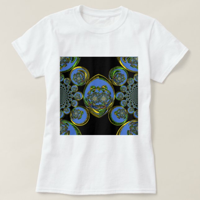 T-shirt Kaleidoscope bleu et jaune Imprimer (Design devant)