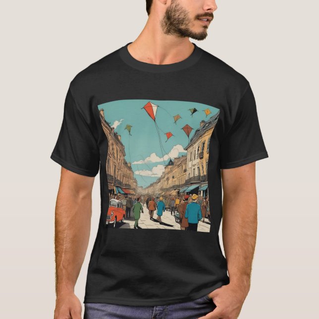 T-shirt Kaléidoscope Skies : Stylo & Ink Style Kite Festiv (Devant)