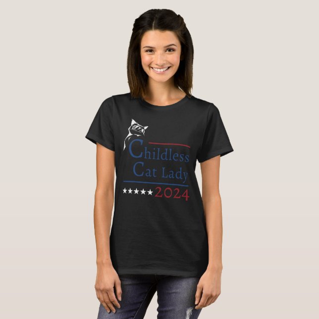 T-shirt Kamala Harris 2024 "Children less Cat Lady" (Devant entier)