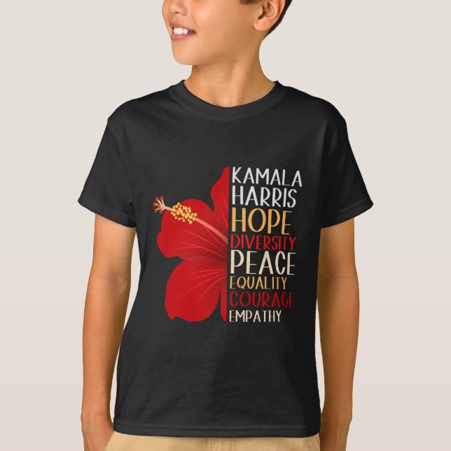 T-shirt Kamala Harris 2024 Election Hope Equality Hibiscus (Devant)