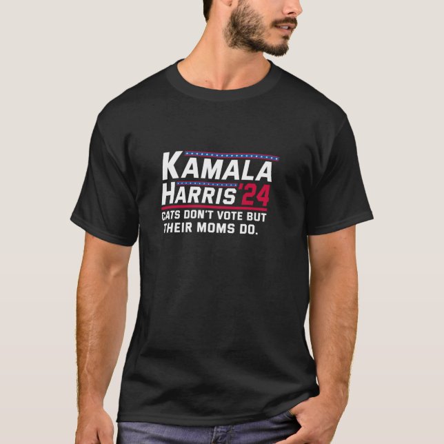 T-shirt Kamala Harris 2024 Femmes chats sans enfants Vote  (Devant)