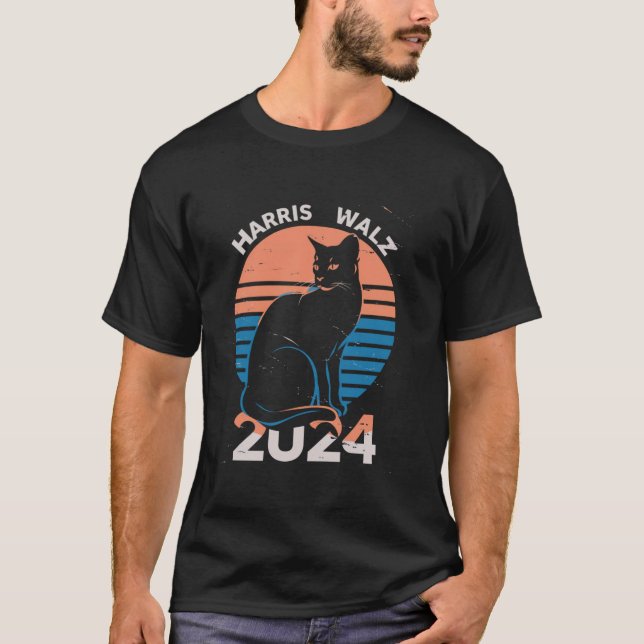 T-shirt Kamala Harris Chat Harris Walz 2024 T (Devant)