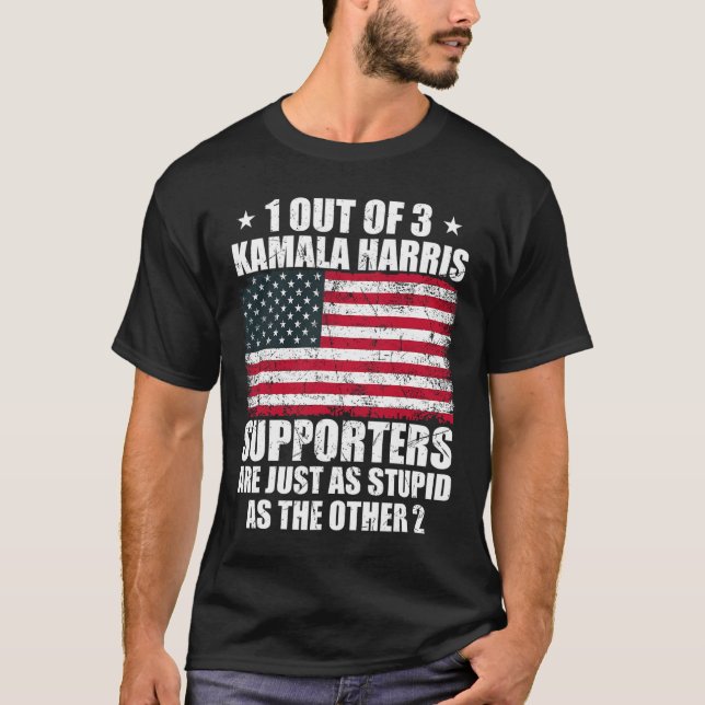 T-shirt Kamala Harris Stupide plaisanterie Drapeau América (Devant)
