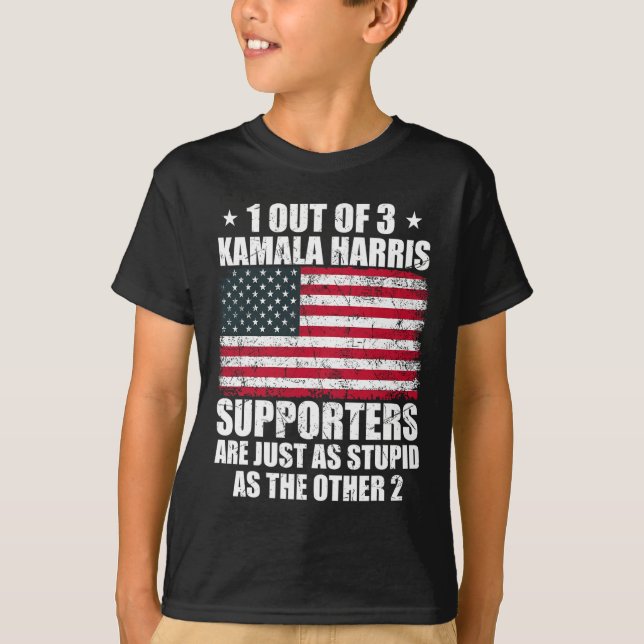 T-shirt Kamala Harris Stupide plaisanterie Drapeau América (Devant)