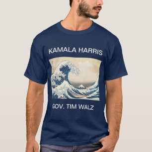 T-shirt KAMALA HARRIS TIM WALZ BLEU WAVE