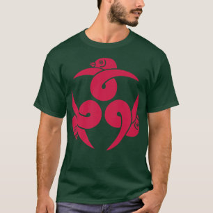 T-shirt Kamon japonais trois oies en sakura rose