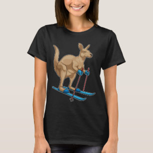 T-shirt Kangaroo Skier Skier Sports d'hiver