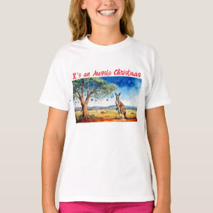 T-shirt Kangaroo sous le gumtree avec les baubles de Noël