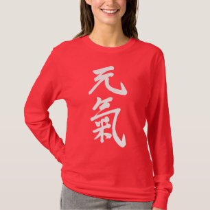 T-shirt [Kanji] genki à manches longues gaies