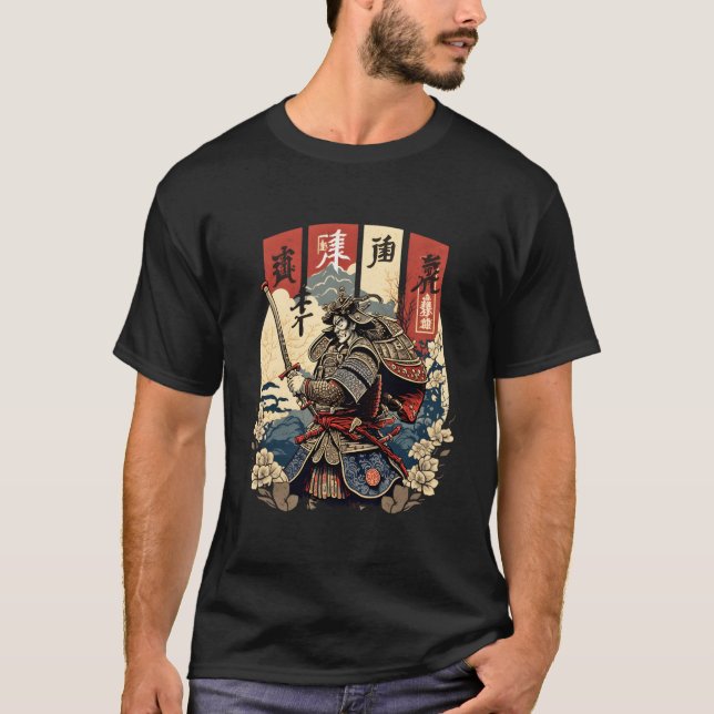 T-shirt Kanji Katana Samurai Code Of Honor Bushi (Devant)