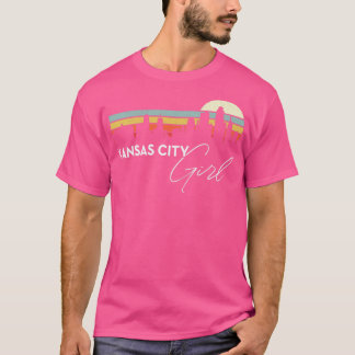 T-shirt Kansas City Girl Retro Sunset City Skyline Souveni