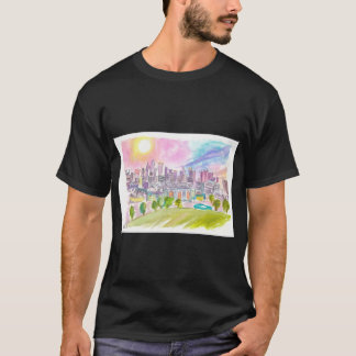 T-shirt Kansas City Missouri Cityscape and Skyline in Wate