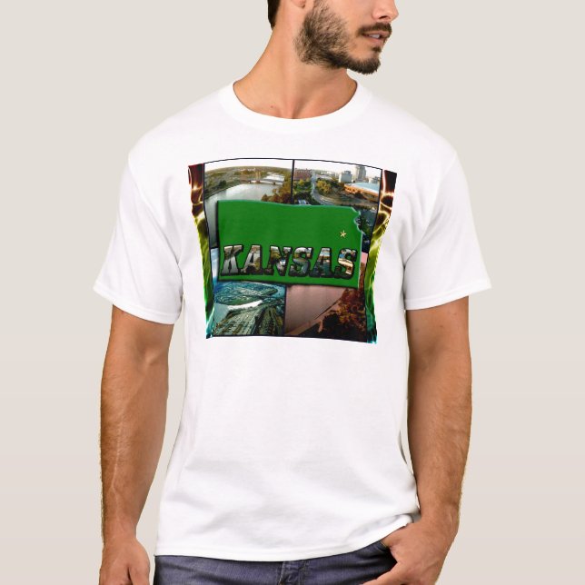 T-shirt Kansas Map et photos (Devant)