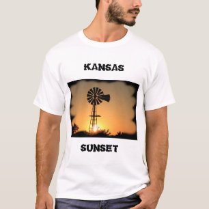 T-Shirt Kansas Moulin à Vent Coucher de Soleil