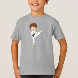 T-shirt Karate Boy, Joli Garçon, Cheveux Brown, Ceinture n