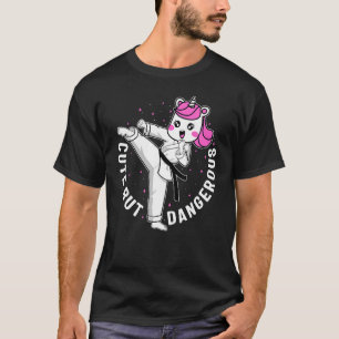T-shirt Karate Girl mignonne mais dangereux Unicorn Fighte