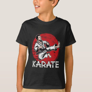 T-shirt Karate Grunge Design Man Faire Jump Kick Pour Kara
