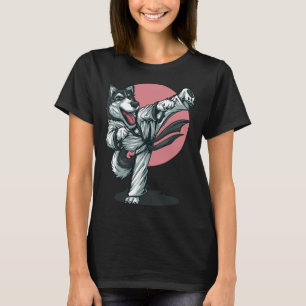 T-shirt Karate Husky Alaskan Pose Chien Hommes Femmes Garç