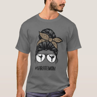 T-shirt Karate Maman Leopard Messy Bun Lunettes de cheveux