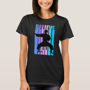 T-shirt Karate Rétro Inspirante Anniversaire Rose Femmes T