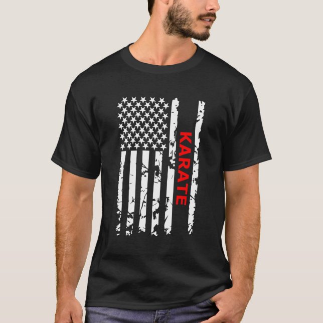 T-shirt Karate Usa Drapeau Pour Les Américains (Devant)