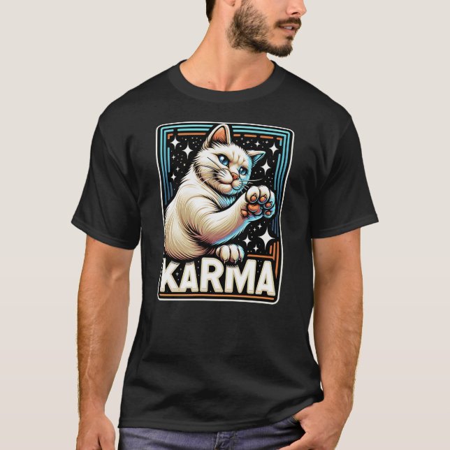 T-shirt Karma Cat - Scratching Paw - (Devant)