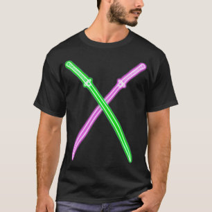 T-shirt Katana vert néon mauve