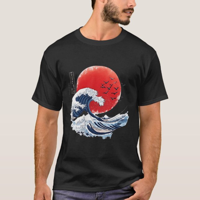T-shirt Katsushika Hokusai Japanese Great Wave Men Women K (Devant)