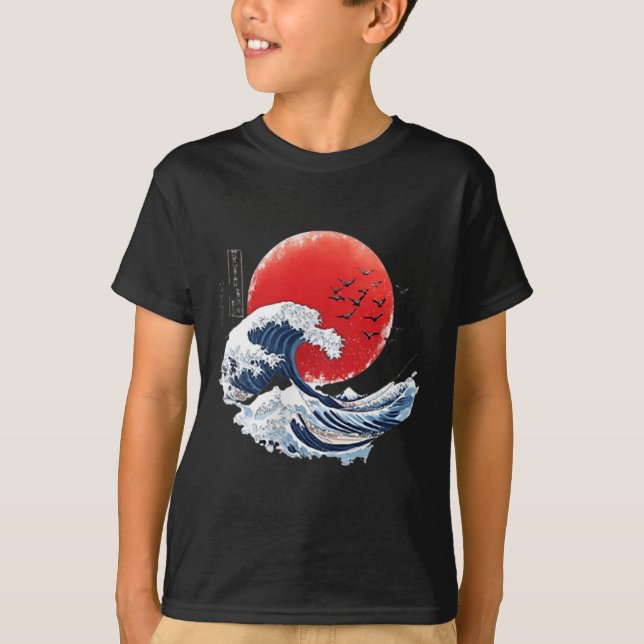 T-shirt Katsushika Hokusai Japanese Great Wave Men Women K (Devant)