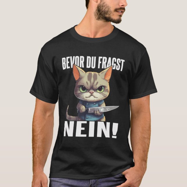 T-shirt Katze Mit Messer Lustig Geschenk I Bevor Du Premie (Devant)