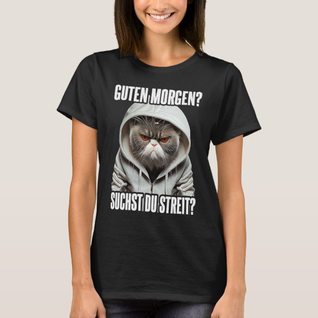 T-shirt Katze Spruch Lustig Geschenk I Guten Morgen (Devant)