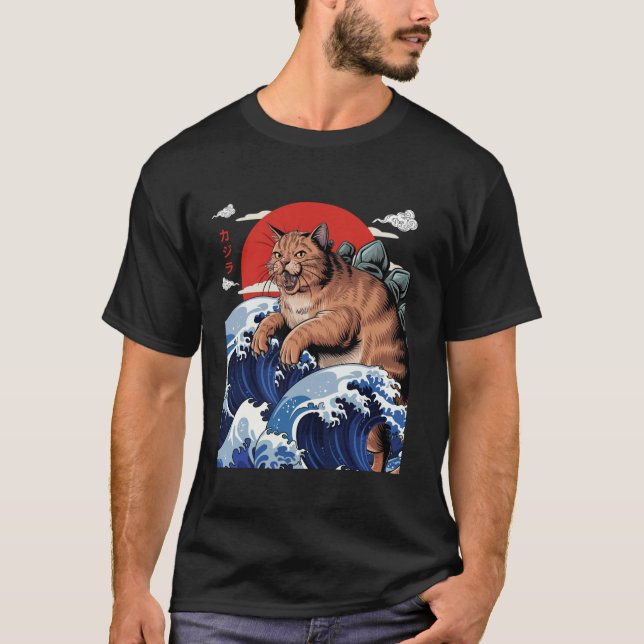 T-shirt Katzilla Catzilla Amoureux des chats de style art  (Devant)