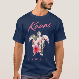 T-shirt Kauai Hawaii Hibiscus Tortue de mer à fleurs TShir
