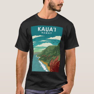 T-shirt Kauai Hawaii Poster de voyage Vintage minimal rétr