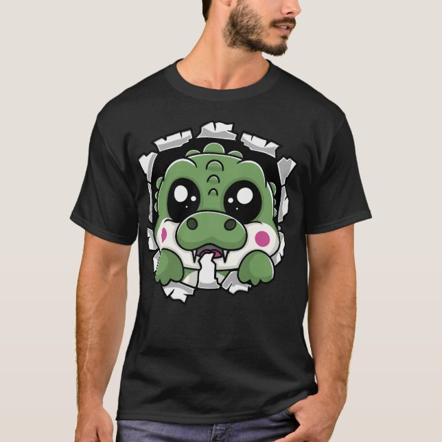 T-shirt Kawaii Alligator Tromper à travers (Devant)