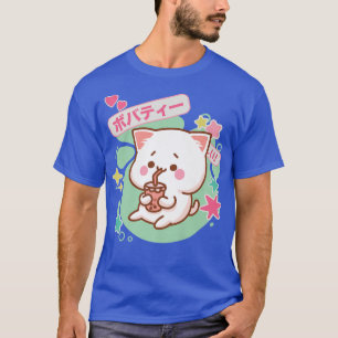 T-shirt Kawaii Anime Chat Boba Milk Buble Thé Ne